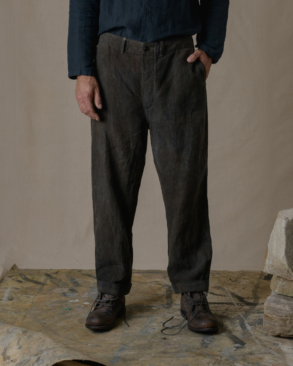 Work Pant 2 Linen Chambray in Ash Glaze