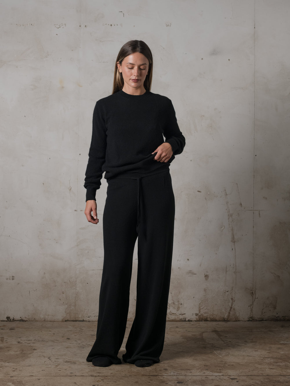 Cropped Fitted Sweater Cashmere Black