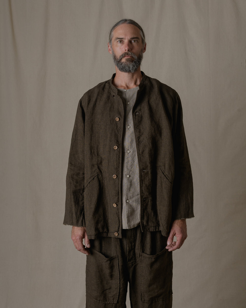 Dream Sleeve Shirt Jacket Linen in Brown
