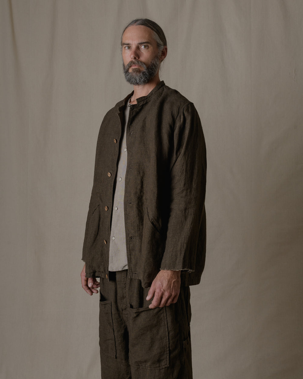 Dream Sleeve Shirt Jacket Linen in Brown