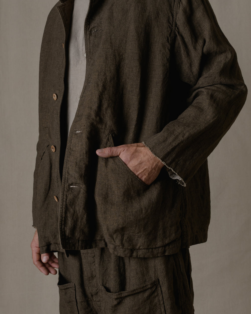 Dream Sleeve Shirt Jacket Linen in Brown