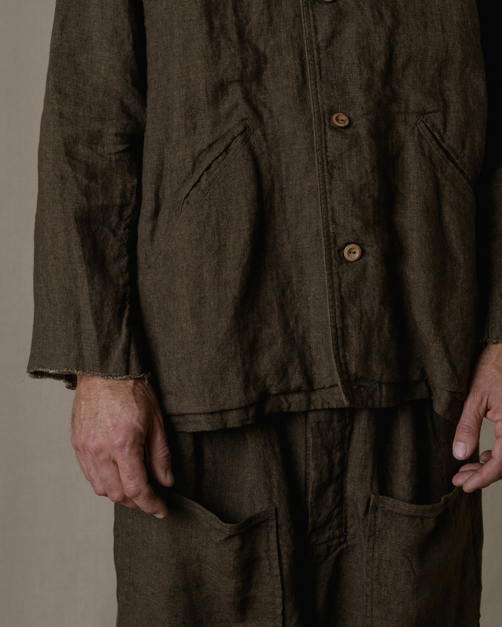 Dream Sleeve Shirt Jacket Linen in Brown