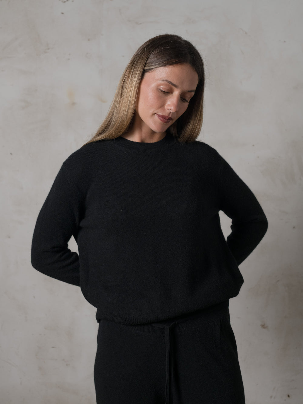 Cropped Fitted Sweater Cashmere Black