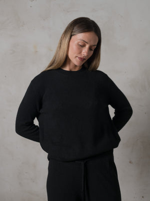 Cropped Fitted Sweater Cashmere Black