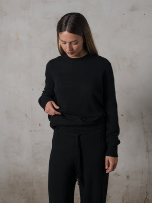 Cropped Fitted Sweater Cashmere Black