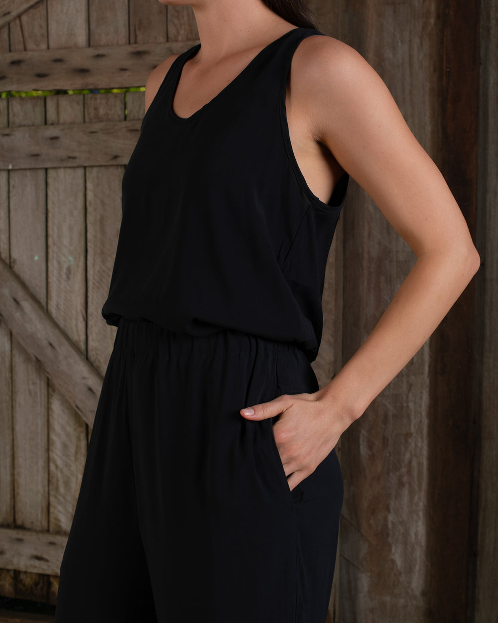 Tank Top Stretch Silk Black
