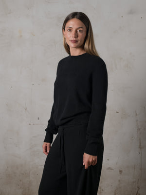 Cropped Fitted Sweater Cashmere Black