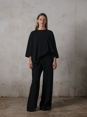 Unisex Boxy SS Cashmere Top Black