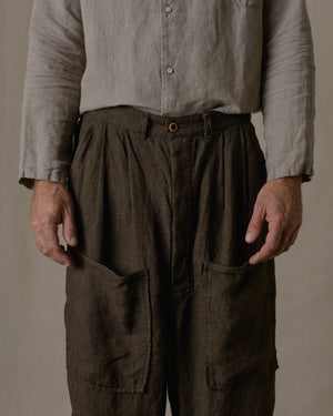 Over Pants Linen in Brown