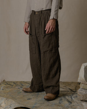 Over Pants Linen in Brown