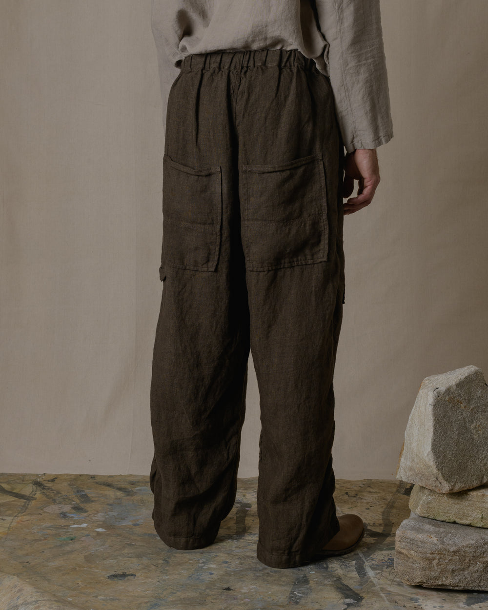 Over Pants Linen in Brown