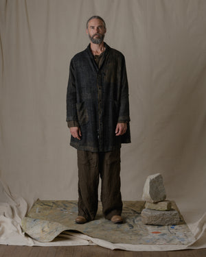 Unisex Handwoven Shawl Collar Coat in Ash Glaze