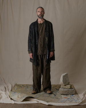 Unisex Handwoven Shawl Collar Coat in Ash Glaze