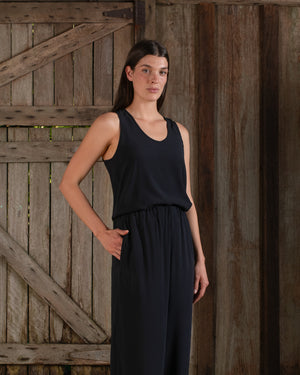 Tank Top Stretch Silk Black