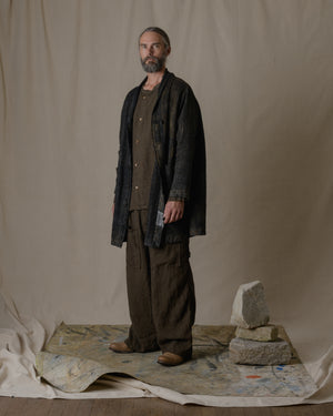 Unisex Handwoven Shawl Collar Coat in Ash Glaze