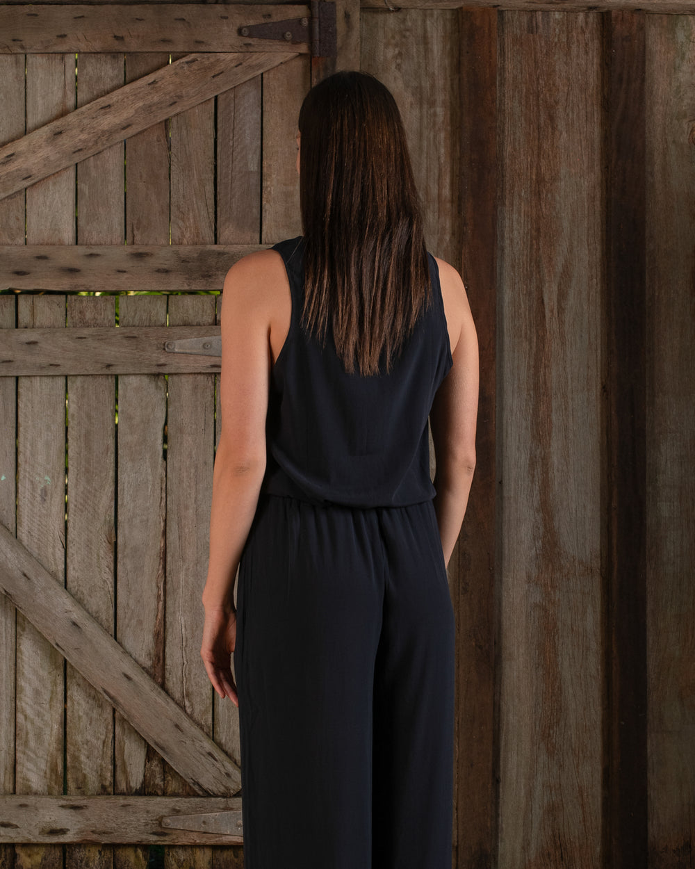 Tank Top Stretch Silk Black