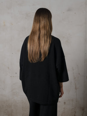 Unisex Boxy SS Cashmere Top Black
