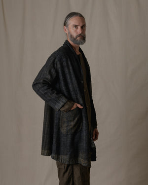 Unisex Handwoven Shawl Collar Coat in Ash Glaze