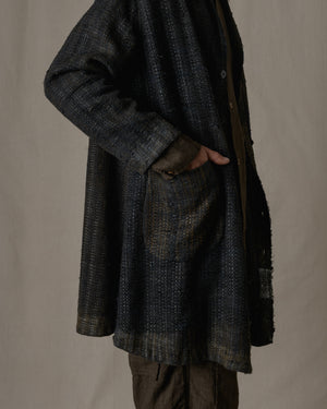 Unisex Handwoven Shawl Collar Coat in Ash Glaze
