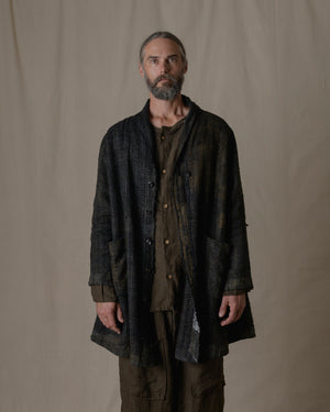 Unisex Handwoven Shawl Collar Coat in Ash Glaze