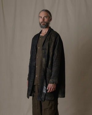 Unisex Handwoven Shawl Collar Coat in Ash Glaze