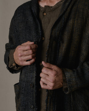 Unisex Handwoven Shawl Collar Coat in Ash Glaze