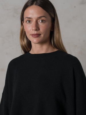 Unisex Boxy SS Cashmere Top Black