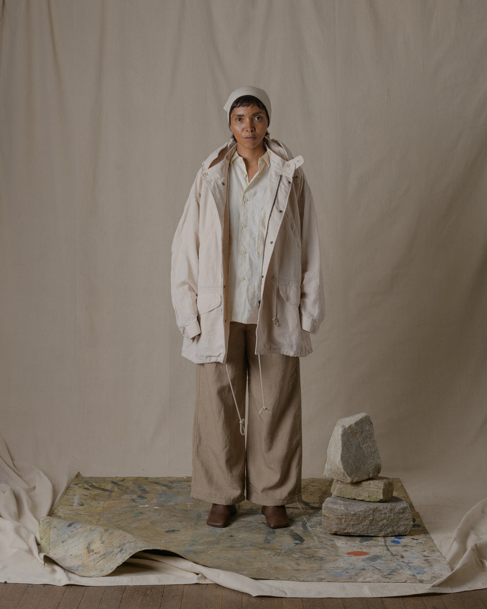 Unisex Hoodie Washi Linen in Beige