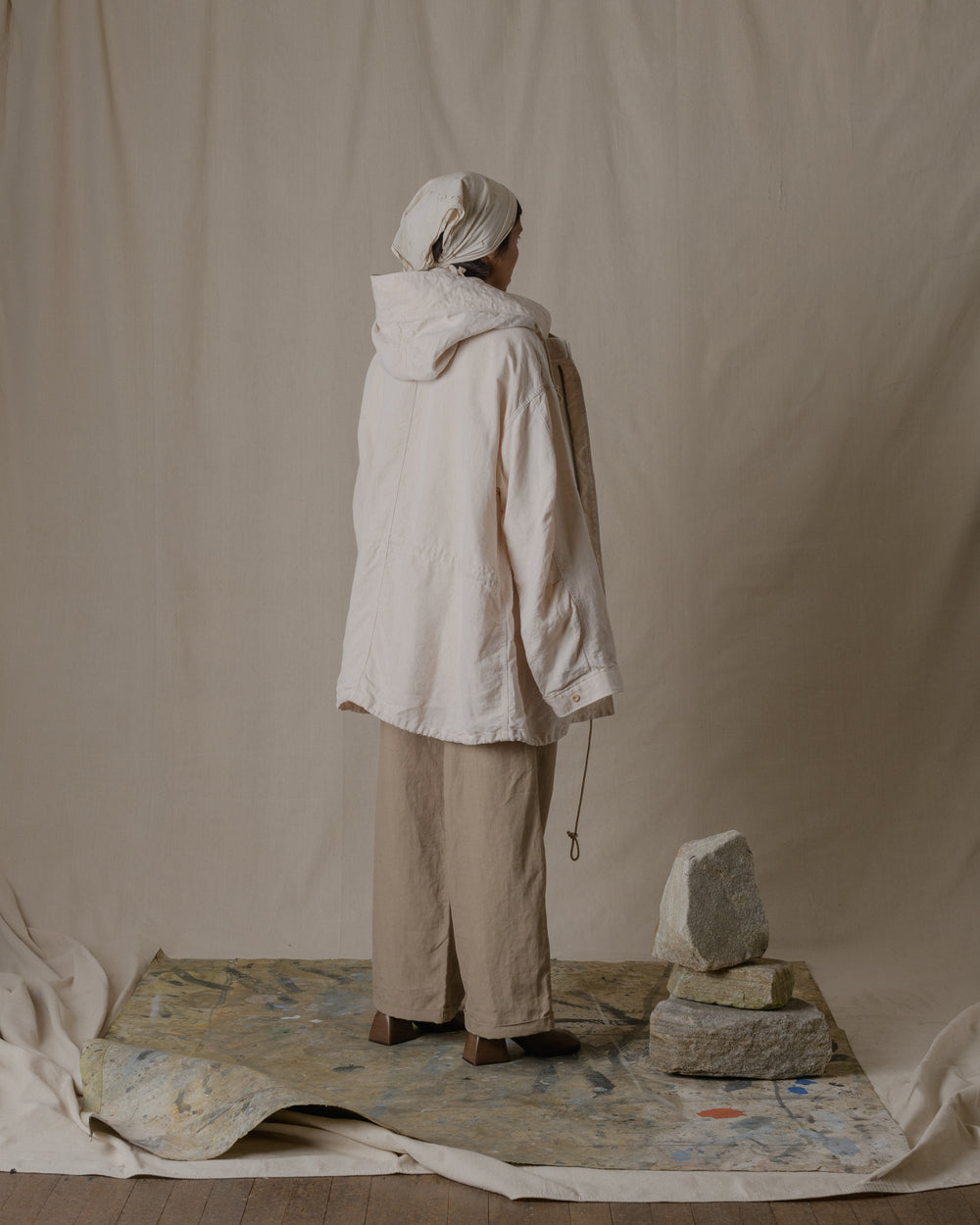 Unisex Hoodie Washi Linen in Beige