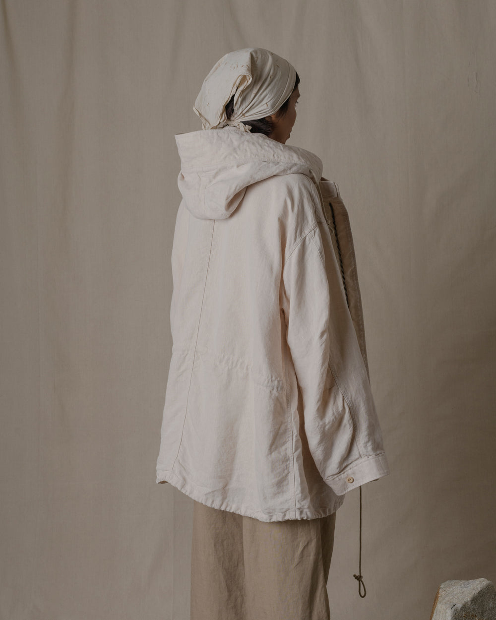 Unisex Hoodie Washi Linen in Beige