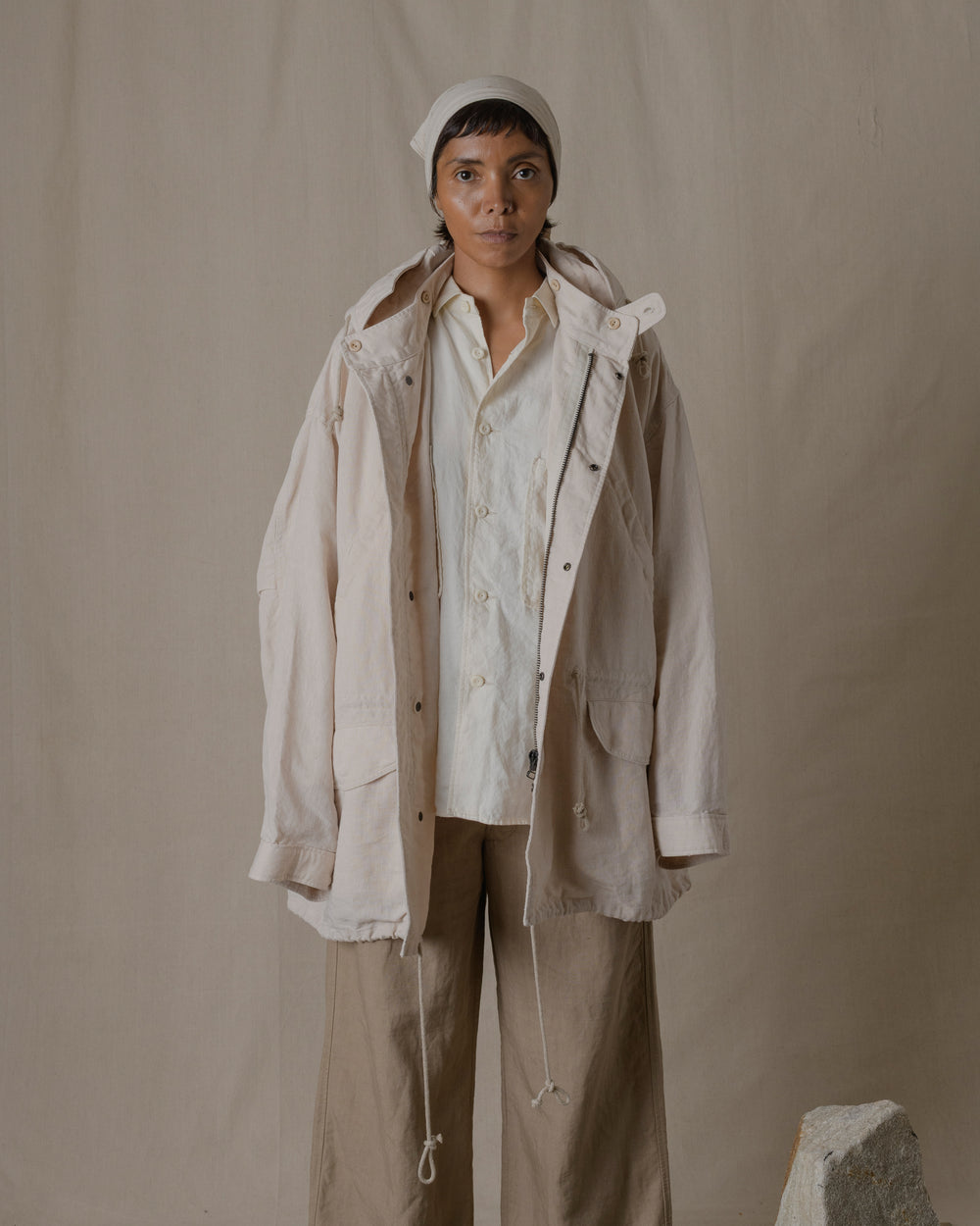 Unisex Hoodie Washi Linen in Beige
