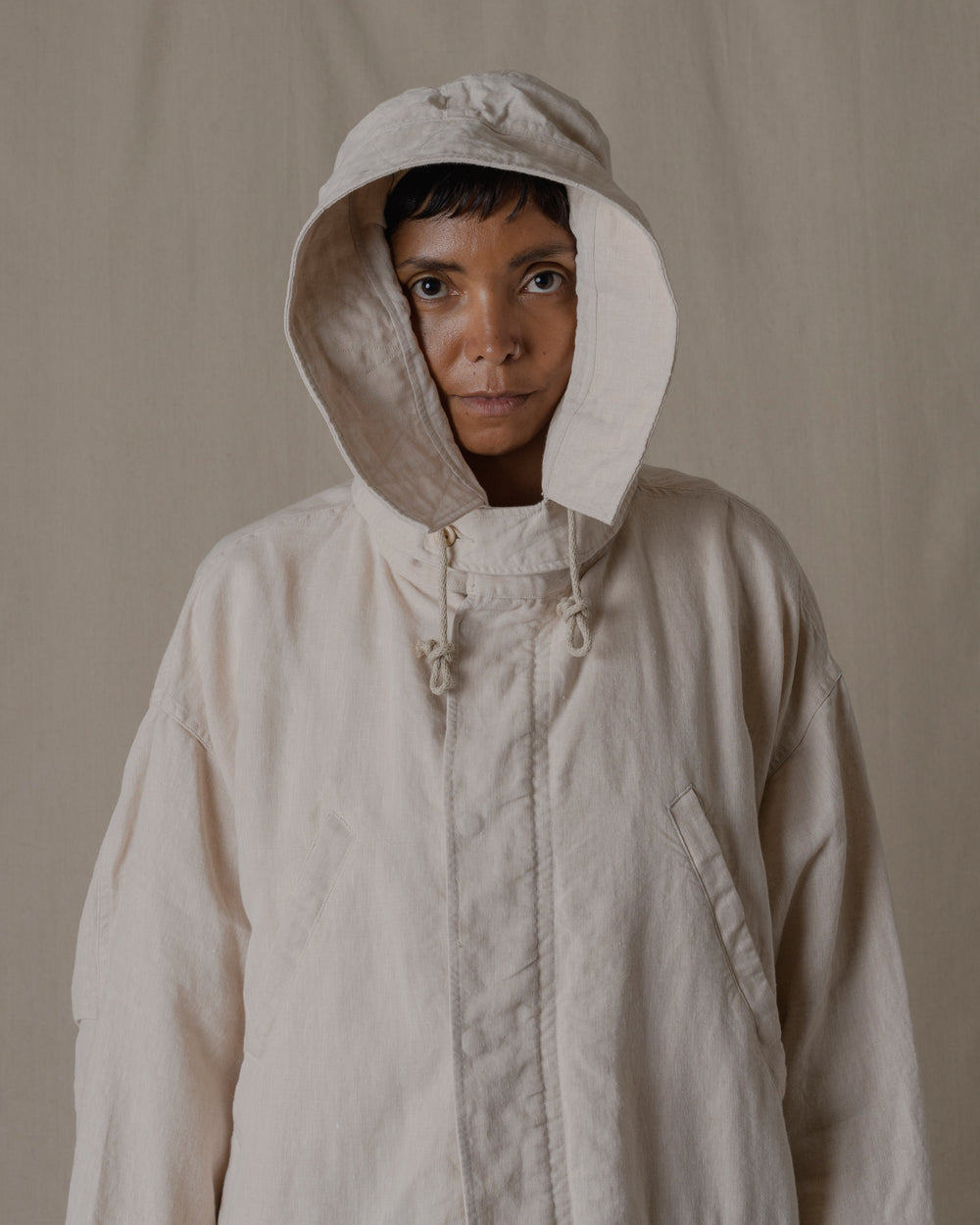 Unisex Hoodie Washi Linen in Beige