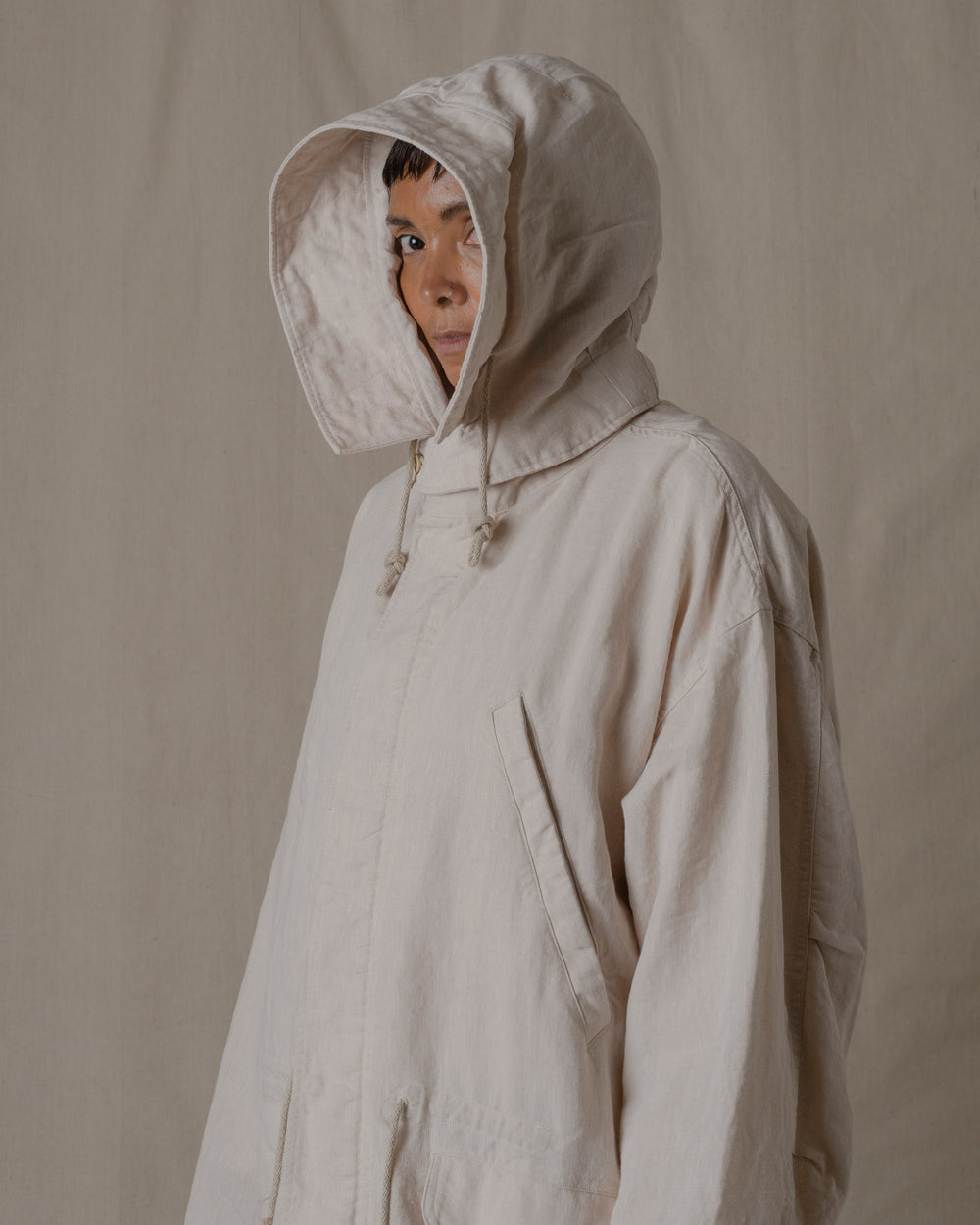 Unisex Hoodie Washi Linen in Beige