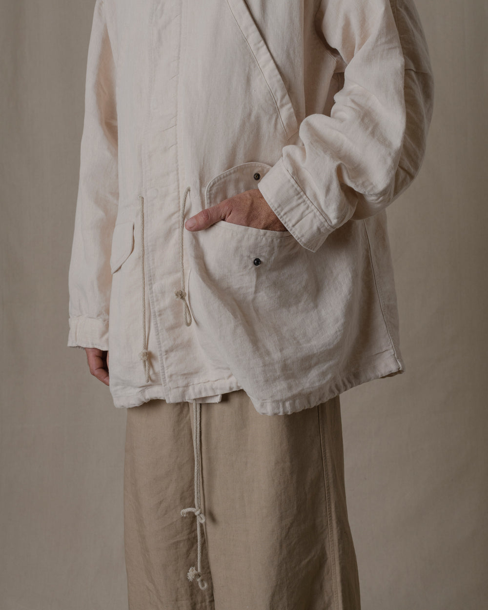 Unisex Hoodie Washi Linen in Beige