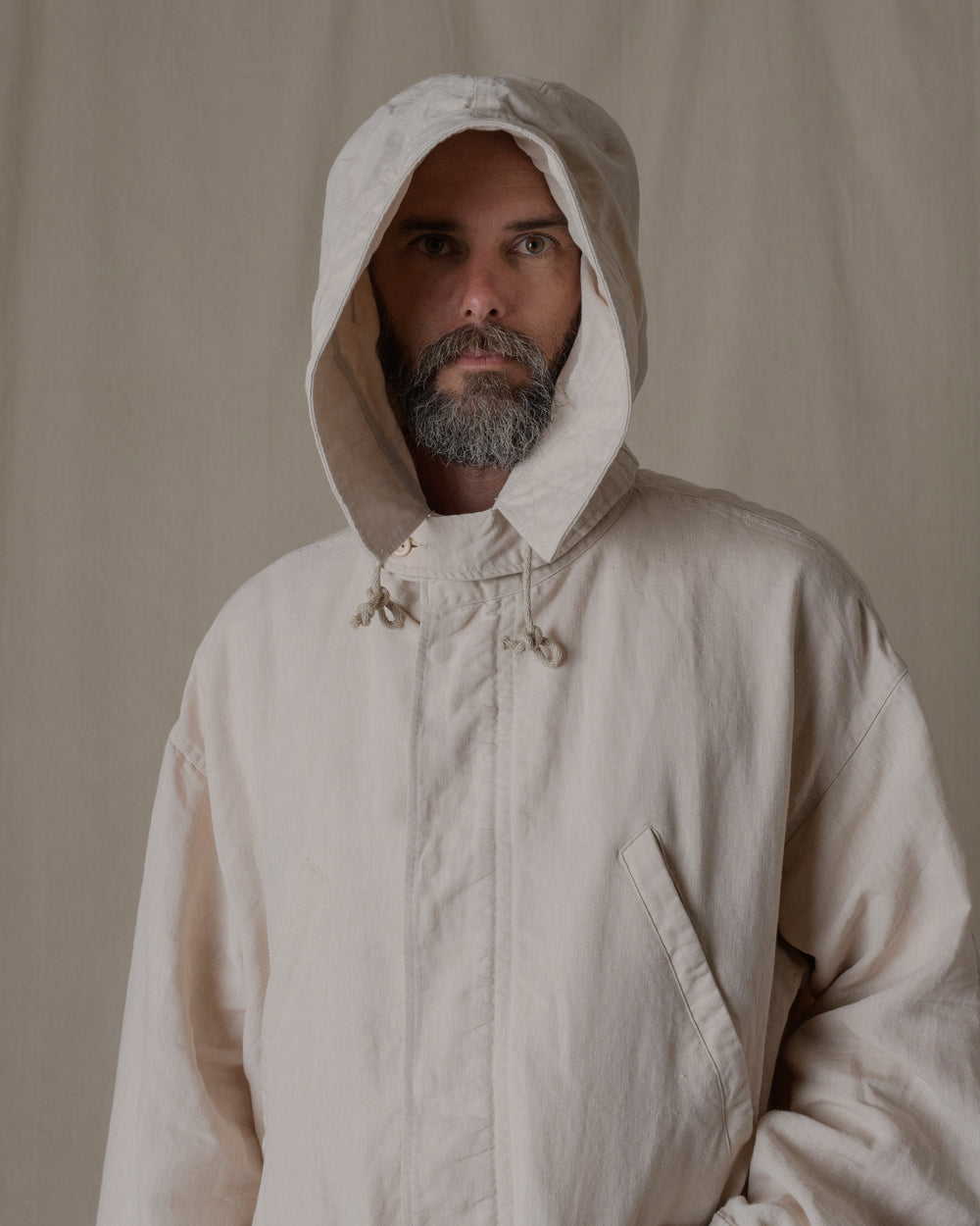 Unisex Hoodie Washi Linen in Beige