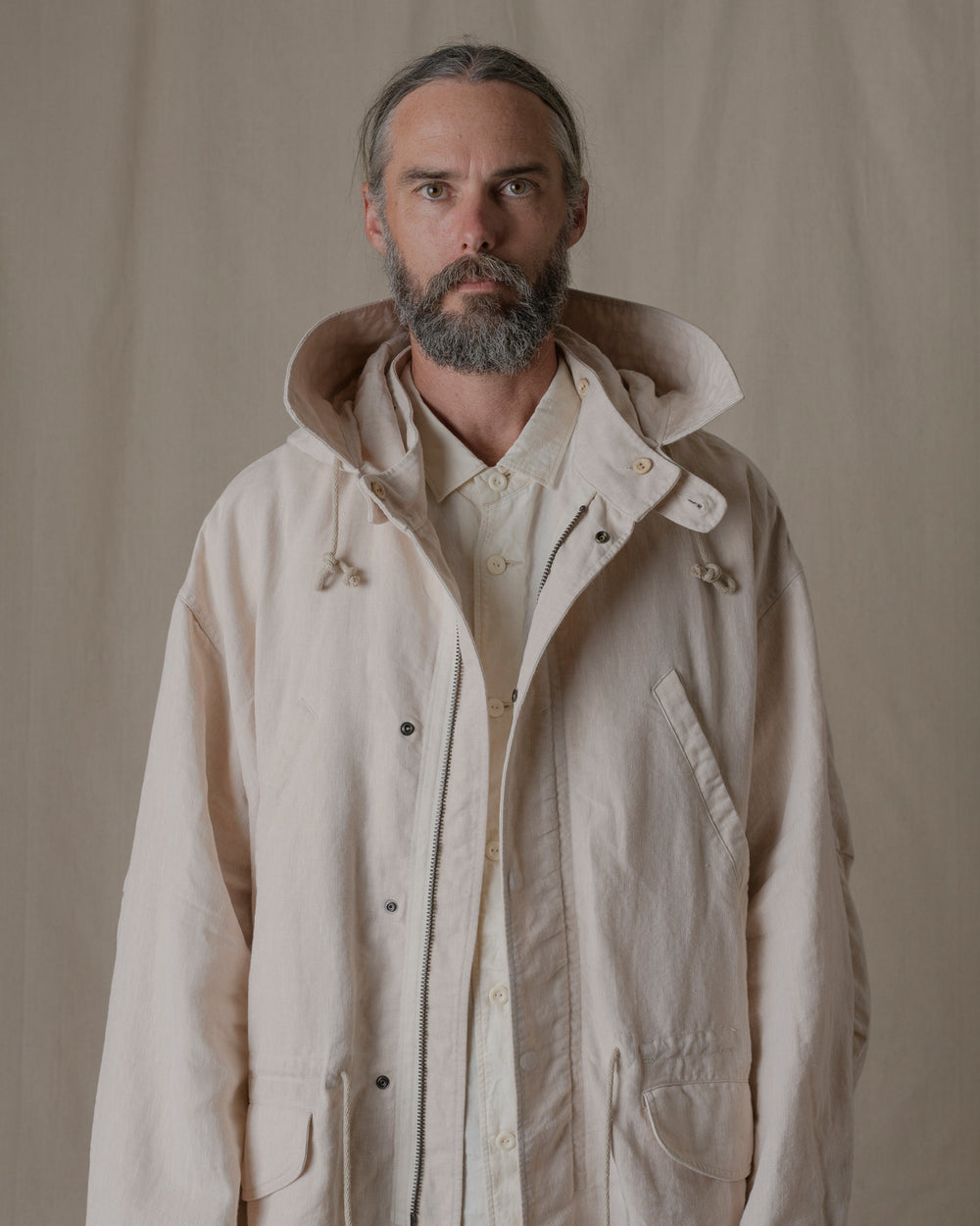Unisex Hoodie Washi Linen in Beige