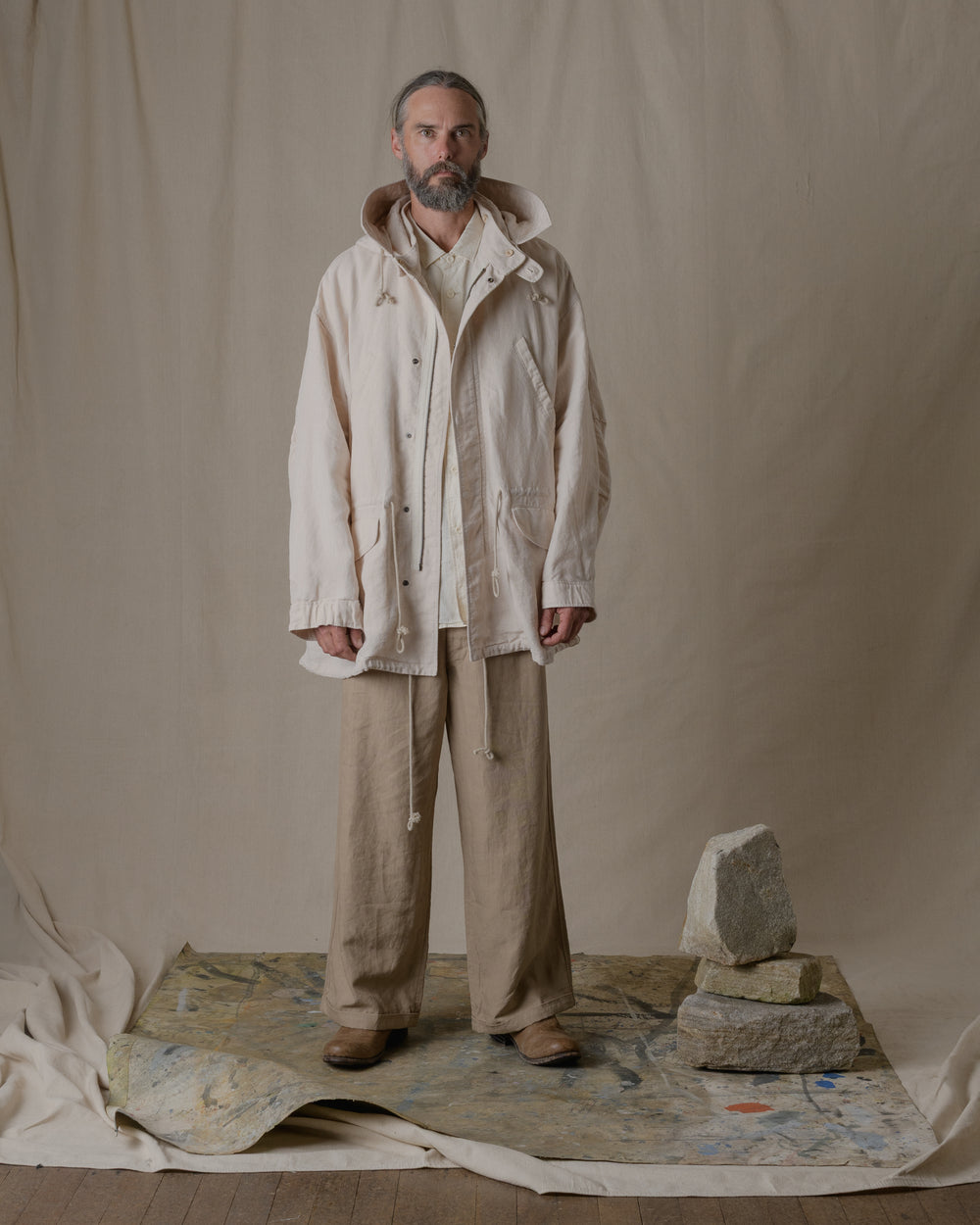 Unisex Hoodie Washi Linen in Beige