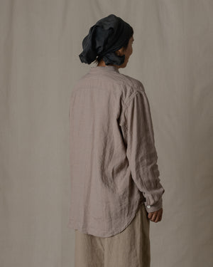 Unisex Wide Long Sleeve Shirt Silk Linen Twill in Beige