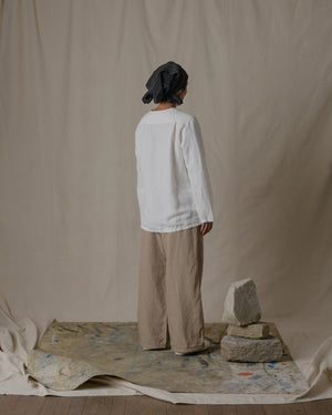 Unisex No Collar Plain Shirt Hemp in Natural