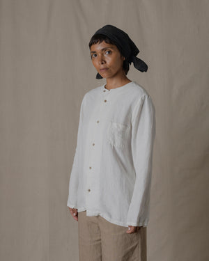Unisex No Collar Plain Shirt Hemp in Natural
