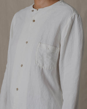 Unisex No Collar Plain Shirt Hemp in Natural