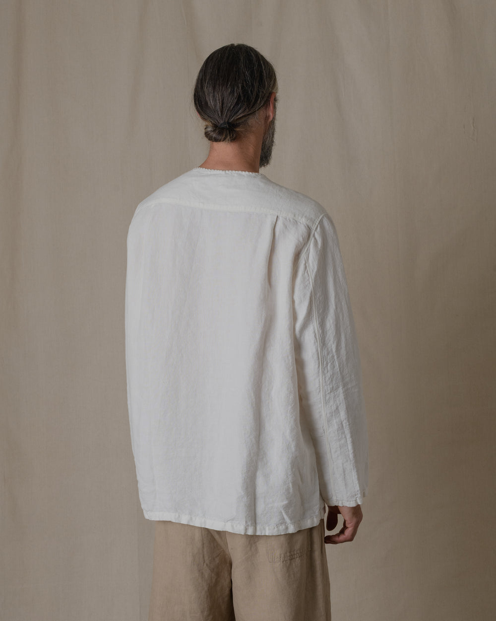 Unisex No Collar Plain Shirt Hemp in Natural