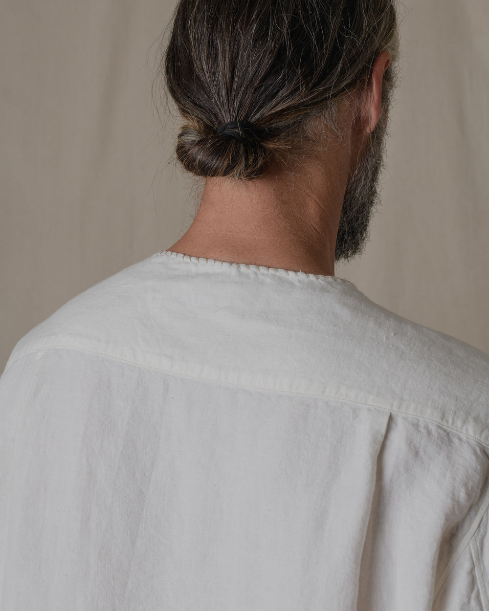 Unisex No Collar Plain Shirt Hemp in Natural