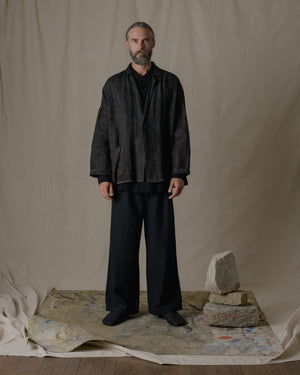 Unisex Handwoven Stole Jacket Washi in Ash Glaze