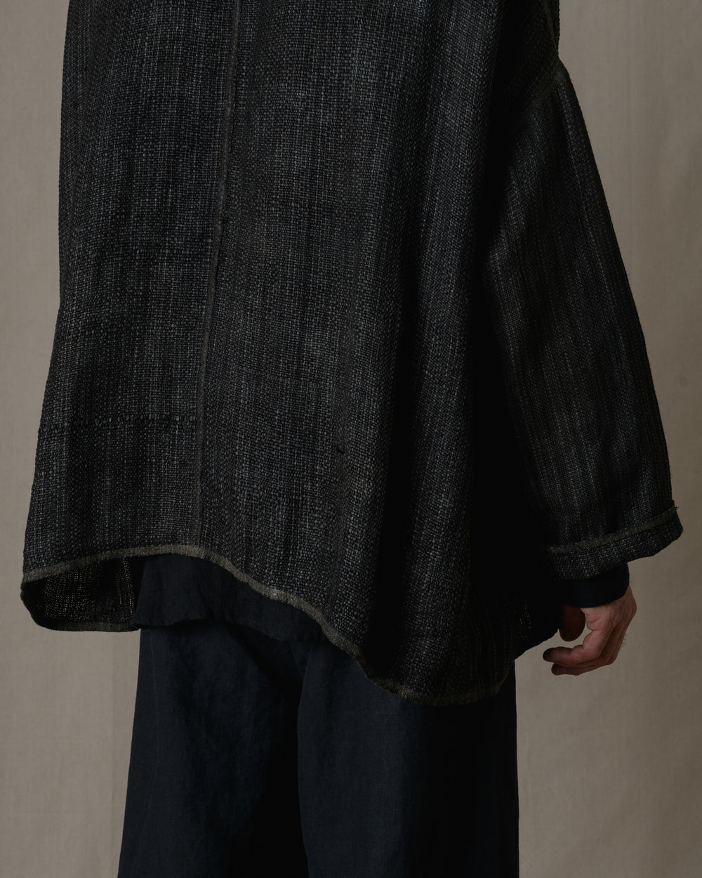 Unisex Handwoven Stole Jacket Washi in Ash Glaze
