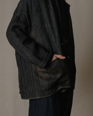 Unisex Handwoven Stole Jacket Washi in Ash Glaze