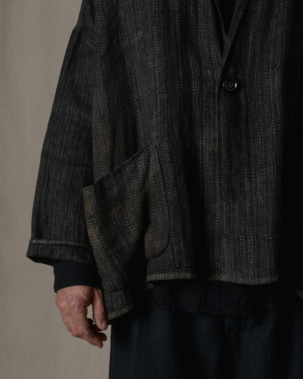 Unisex Handwoven Stole Jacket Washi in Ash Glaze