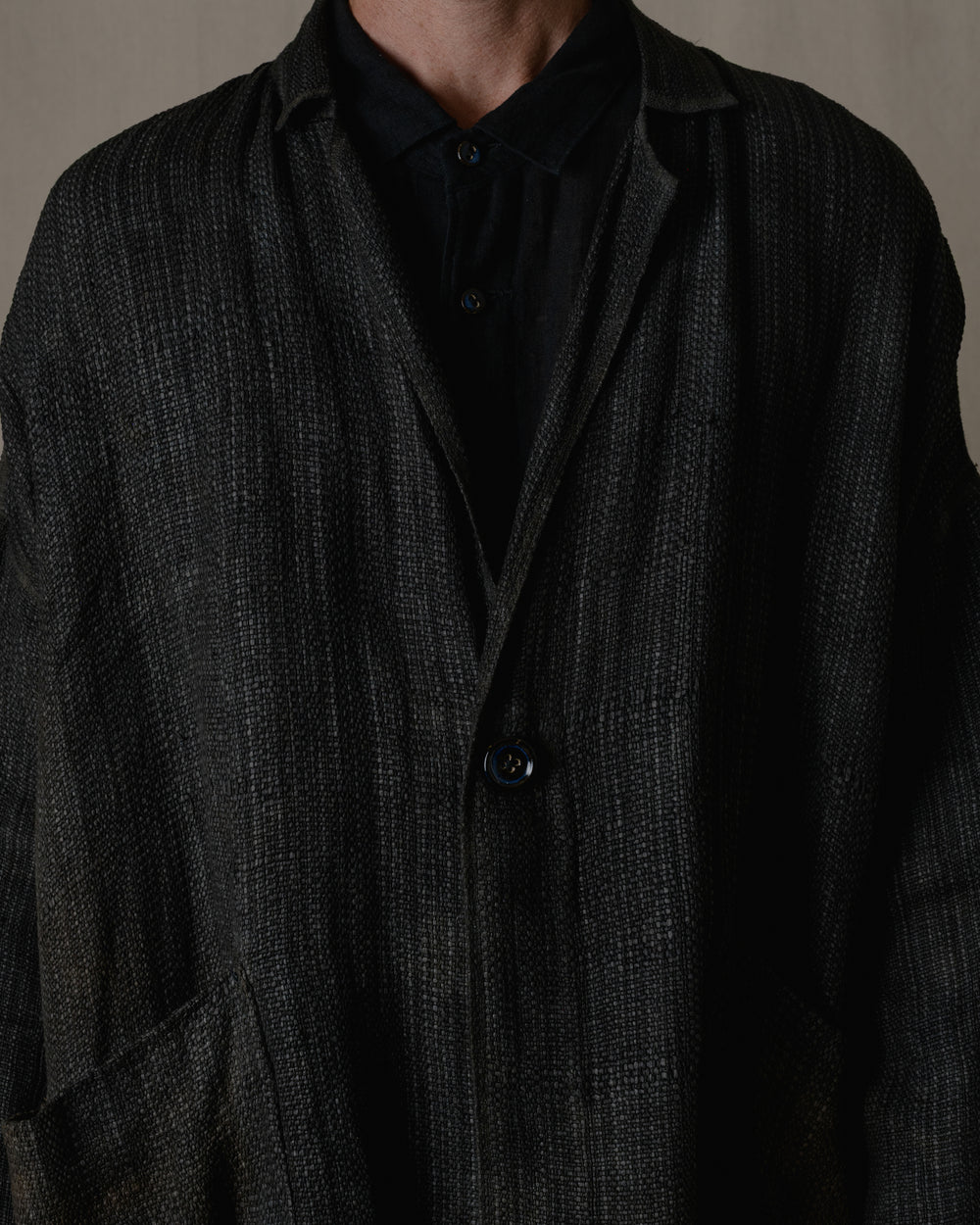 Unisex Handwoven Stole Jacket Washi in Ash Glaze