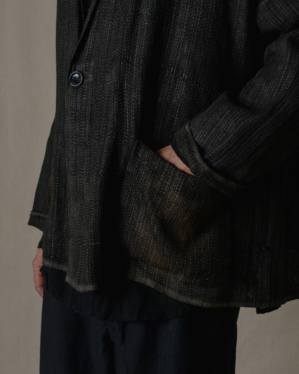 Unisex Handwoven Stole Jacket Washi in Ash Glaze