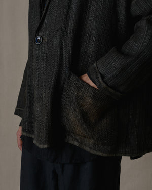 Unisex Handwoven Stole Jacket Washi in Ash Glaze